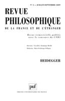 Revue philosophique 2009 tome 134 - n° 3, Heidegger
