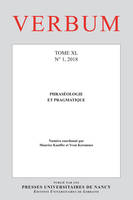Verbum, n°1/2018, Phraséologie et pragmatique