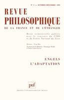 Revue philosophique 1995 - tome 120 - n° 4, Engels. L'adaptation