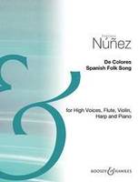 De Colores, Spanish Folk Song. high voices, flute, violin, harp and piano. aiguë. Partition et parties.