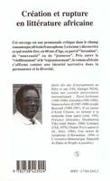 Création et rupture en littérature africaine