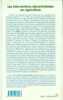 LES INTERVENTIONS DÉCENTRALISÉES EN AGRICULTURE, Essai sur la composante territoriale de la politique agricole