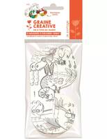 SACHET DE 6 MASQUES DINOSAURE A COLORIER