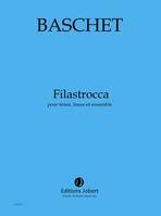 Filastrocca, [pièce pour flûte, clarinette, trombone, cor en fa, alto, violoncelle, 2 voix d'homme (ténor et basse profonde), dispositif électroacoustique en temps réel]