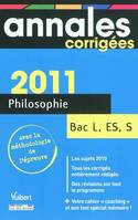 Philosophie bac L, ES, S / annales corrigées 2011