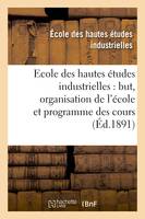 Ecole des hautes études industrielles : but, organisation de l'école et programme des cours