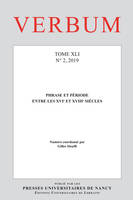 Verbum, n°2/2019, Phrase et période entre les XVIe et XVIIIe siècles