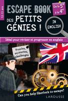 Escape book des petits génies in english de la 5e à la 4e