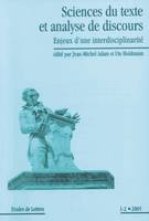 Etudes de lettres, n°270 06/2005, Sciences du texte et analyse de discours: Enjeux d'une interdisciplinarité