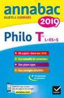 Annales Annabac 2019 Philosophie Tle L, ES, S, sujets et corrigés du bac Terminale séries générales