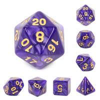 Set de 7 dés - Purple (Golden Font) Pearl
