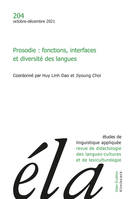 Études de linguistique appliquée - N°4/2021, Prosodie : fonctions, interfaces et diversité des langues