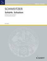 Schärfe. Schatten, pour quintette à vent et piano. flute (Piccolo), oboe, clarinet in Bb, A and Eb, horn, bassoon and piano. Partition et parties.