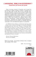 L'Argentine Terre d'Investissement?, - Traductions de Thomas de Kayser