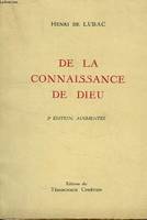 DE LA CONNAISSANCE DE DIEU