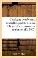 Catalogue de tableaux modernes, aquarelles, pastels, dessins, lithographies, eaux-fortes, sculptures, sanguine importante de Renoir, deux sculptures de Rodin