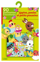 Lapins, poules et petits poussins / 90 gommettes autocollantes