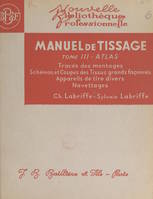 Manuel de tissage (3). Atlas, Tracés des montagnes schémas et coupes des tissus grands façonnés, appareils de tire (Jacquard) divers navettages