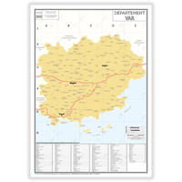 Carte administrative du département du Var - Poster Plastifié 70x100cm