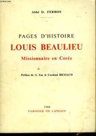 Pages d'Histoire Louis Beaulieu, missionnaire en Corée.