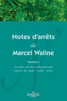 Volume 1, Les bases du droit administratif, Notes d'arrêts de Marcel Waline Volume 1, Les bases du droit administratif (source des règles - sujets - actes)