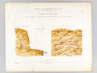 Travaux Hydrauliques Maritimes. Construction du Bassin Napoléon à Marseille. Chromolithographie : Planche VII : Exploitation des Blocs Naturels. Profils des galeries de la mine monstre tirée en avril 1857 en présence du Grand Duc Constantin de Russie [...