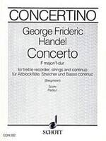 Concerto F Major, treble recorder, strings and basso continuo. Partition.