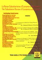 La Revue subsaharienne d'Economie et de finance, The Subsaharian Review of Economics and Finance - 8ème année, n°10, octobre 2018