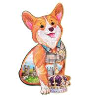 Puzzle en bois - Corgi royal avec des strass (210 pcs)