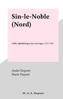 Sin-le-Noble (Nord), Table alphabétique des mariages, 1737-1792