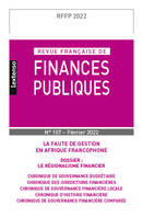 Revue Française de Finances Publiques N°157-2022 - La faute de gestion en Afrique francophone