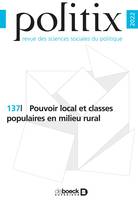 Politix n° 137, Pouvoir local et classes populaires en milieu rural