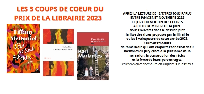 LES 3 COUPS DE COEUR 2023 DU JURY DE LA LIBRAIRIE