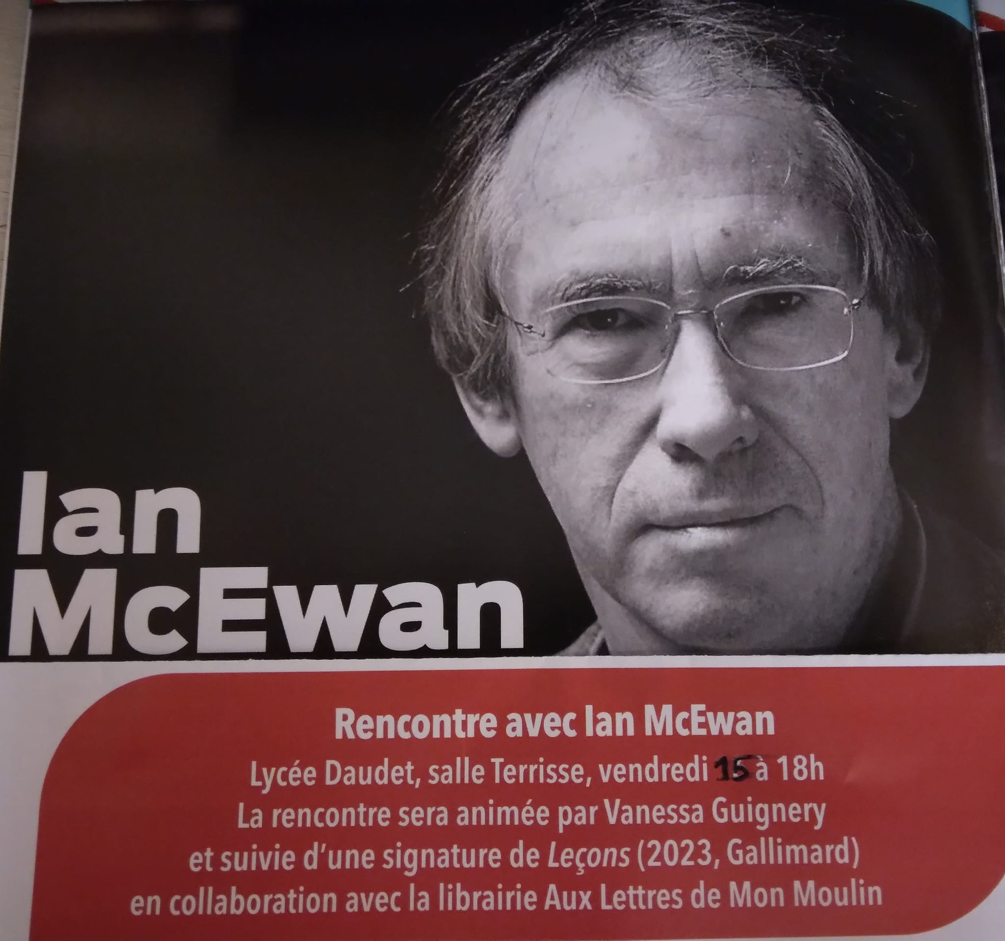 Ian McEwan 15 mars 18H Lycée Daudet
