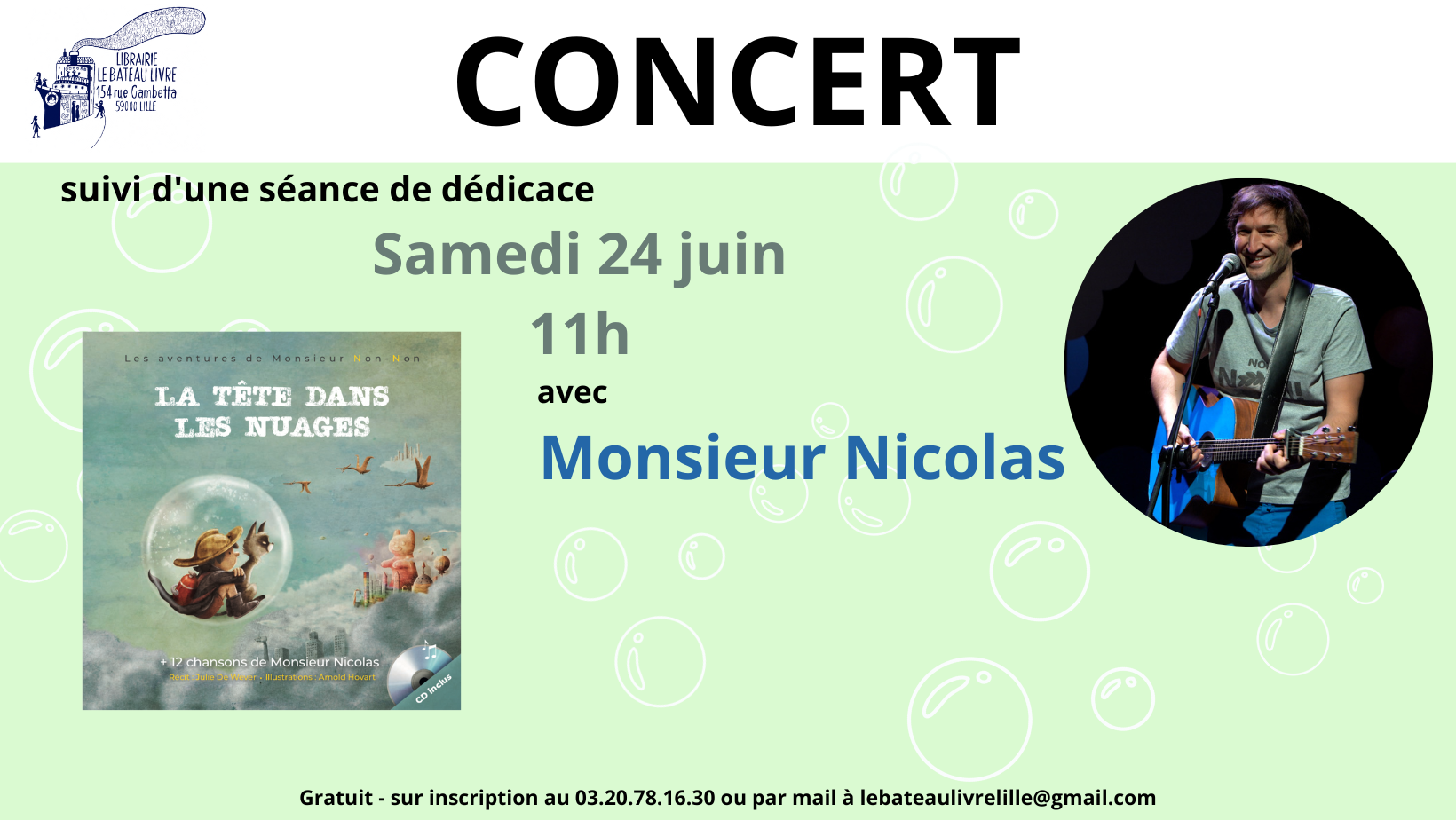 Concert & dédicace avec Monsieur Nicolas