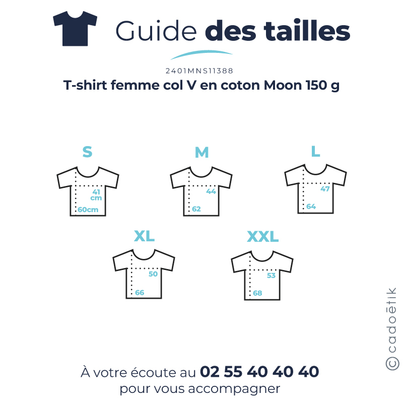 T-shirt femme col V en coton Moon 150 g_6
