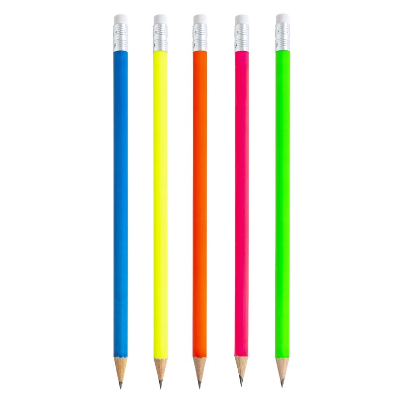 Crayons à papier publicitaires fluo avec tête gomme