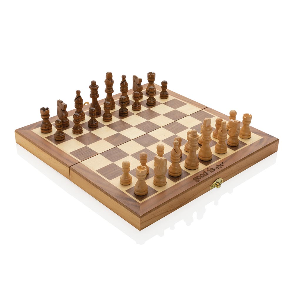 Jeu d'échecs publicitaire en bois pliable Caïssa 3