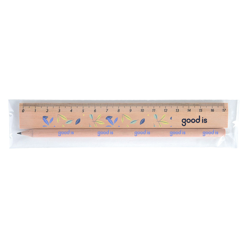 Goodies écologique - Kit règle et crayon à papier publicitaire Eco