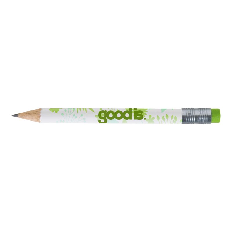 Mini crayon à papier personnalisé rond bout gomme Eco Pantone