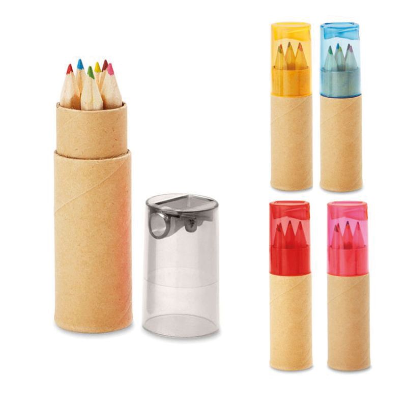 Cadeaux publicitaires pour enfants - Tube de 6 crayons de couleur Petit Lambut