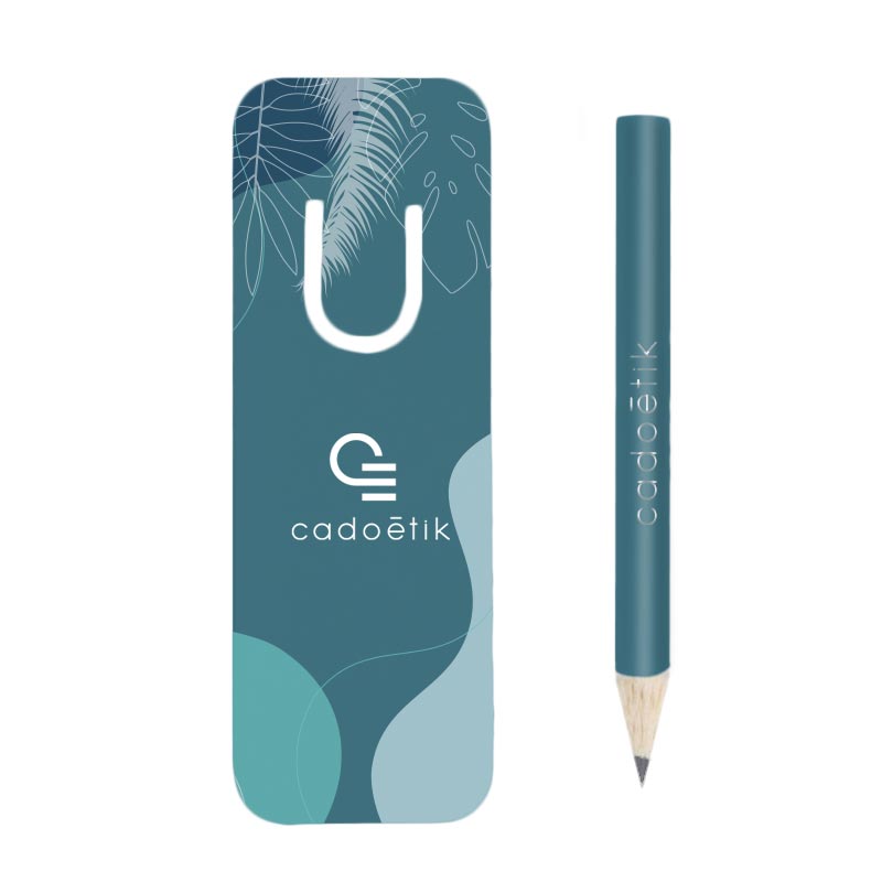 Kit marque-page publicitaire et mini crayon à papier Eco Pantone