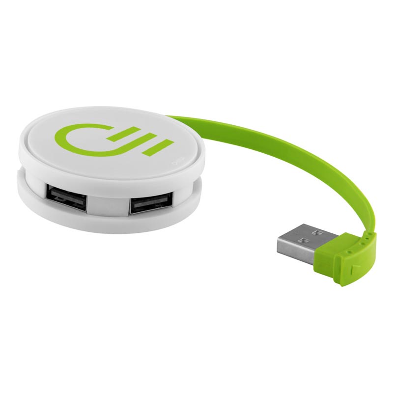 Hub publicitaire 4 ports USB Round - Coloris vert