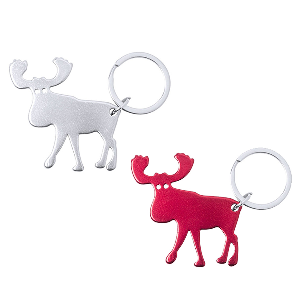 Porte-clés publicitaire en forme de renne en métal décapsuleur Pudox couleurs