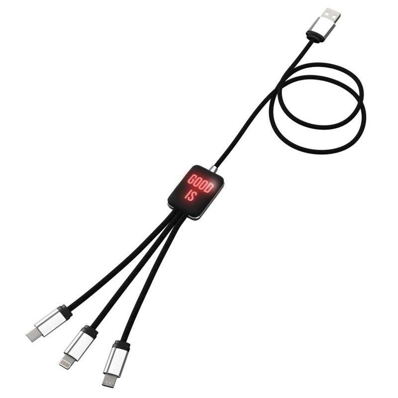 Câble de charge USB publicitaire avec logo lumineux rouge