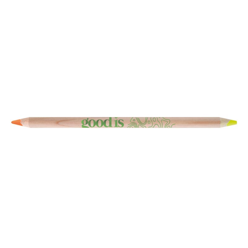 Crayon surligneur personnalisable fluo en bois 17,6 cm Bi-coul