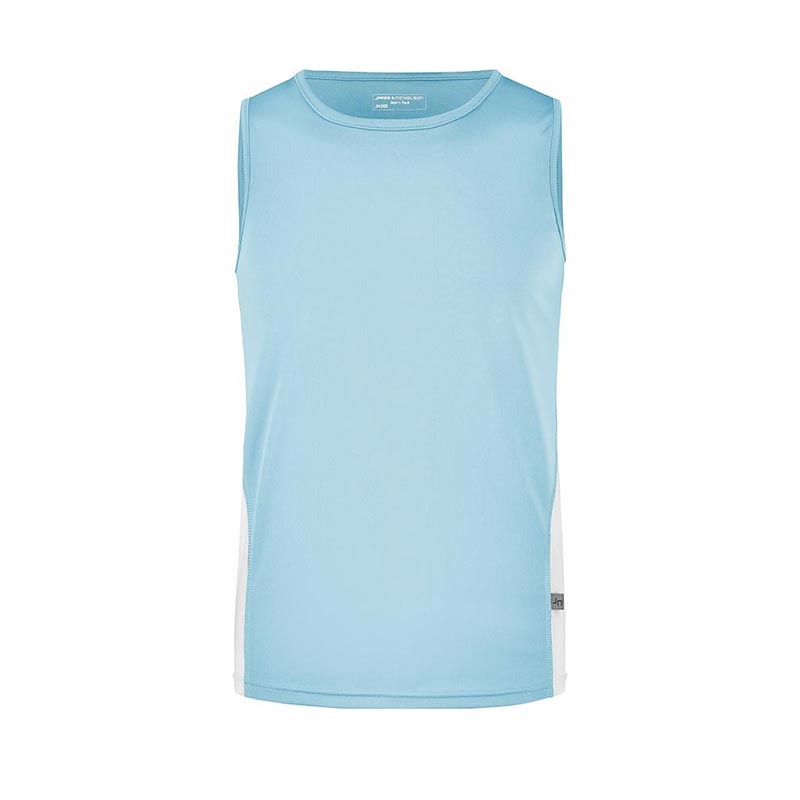 Tee-shirt publicitaire sans manches pour homme Running Topcool bleu ciel/blanc