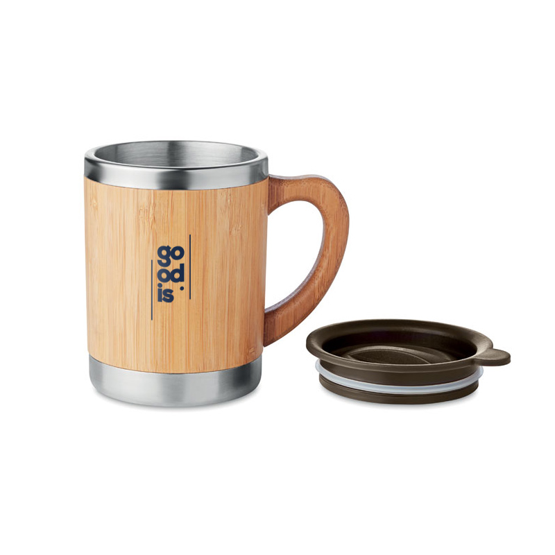 Mug isotherme 'Nagano' avec couvercle en bambou (L) - Bouteilles et mugs -  Repas Nomade - Coriolis Pro