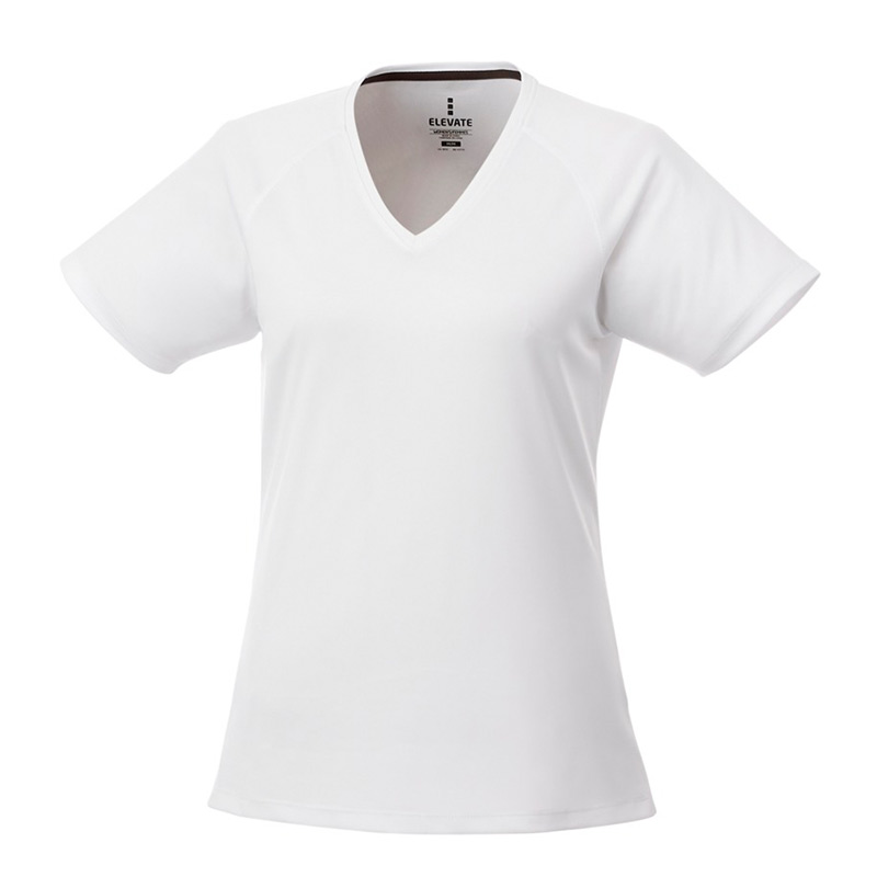 T-shirt sport femme à personnaliser col V Amery - blanc