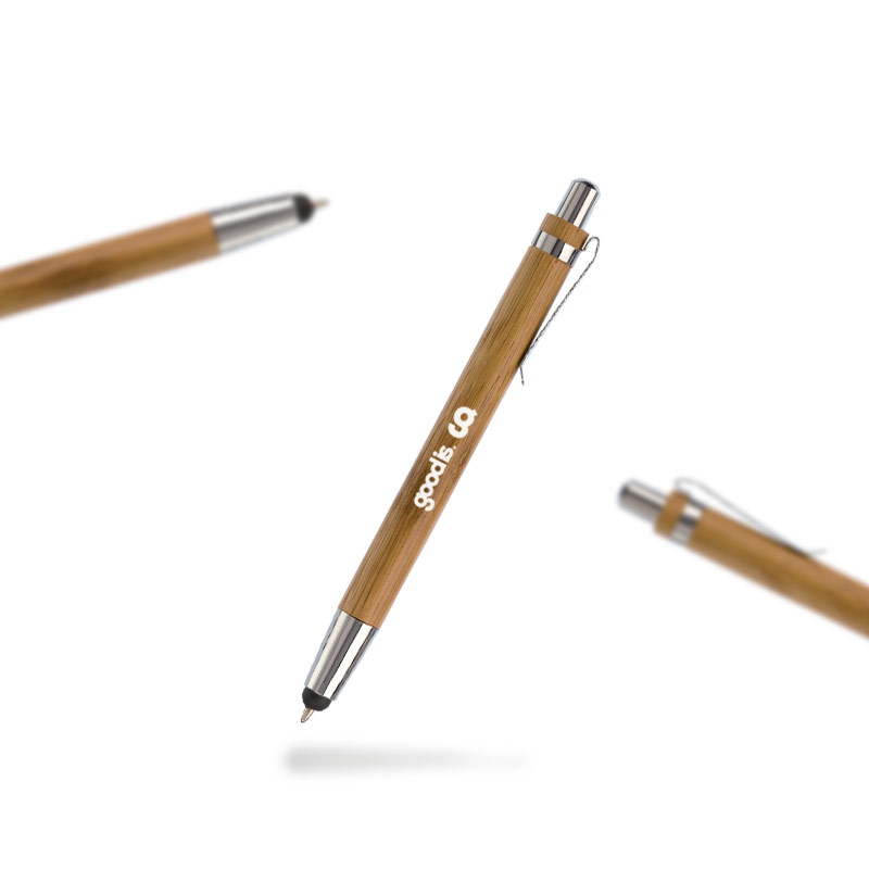Stylo-stylet publicitaire Antartica - stylo en bambou personnalisable 